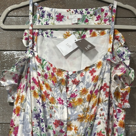 J.Jill floral maxi ruffled Summer spring dress with pockets size Medium - Picture 2 of 8